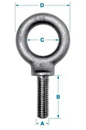 Authentic Ken Forging K2023-UNF - Carbon Eyebolt - Shoulder Pattern - 3/8-24 - 1-1/4" Shank - Made In USA