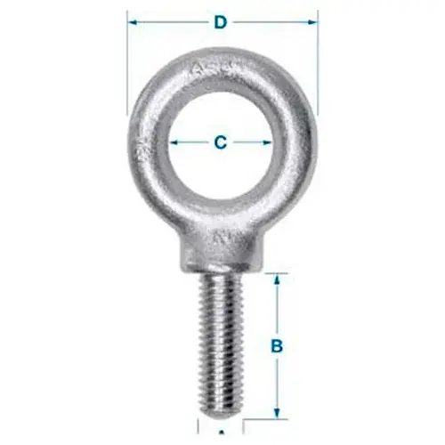 Hassle-Free Returns Ken Forging K2023-HDG - Carbon Eyebolt - 3/8-16 - 1-1/4" Shank - Galvanized - Made In USA