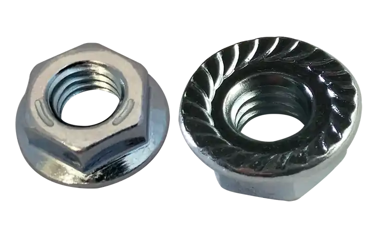 Premium 3/8"-16 Lock Nuts Serrated Flange Grade 5 Steel Clear Zinc (1000 / Pkg.)