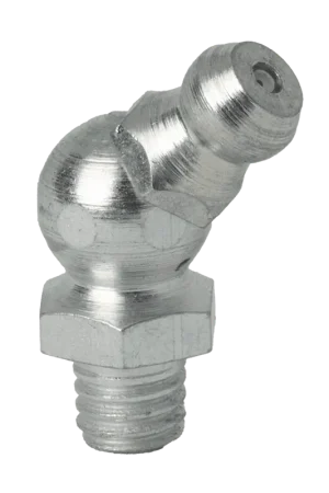 Authentic M6 x 1 45 Degree Metric Grease Fitting Steel Zinc Clear (200 / Bag)