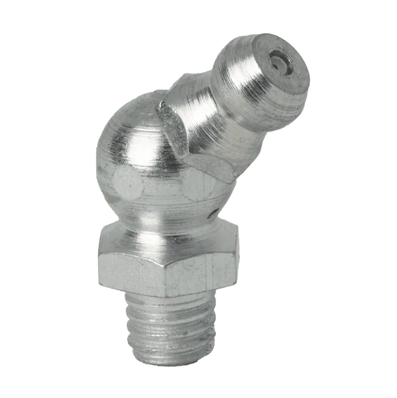 Authentic M6 x 1 45 Degree Metric Grease Fitting Steel Zinc Clear (200 / Bag)