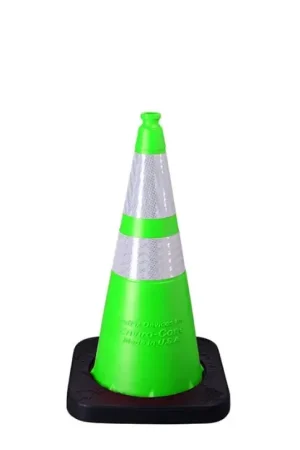 28" Lime Green Enviro-Cone Traffic Pylon 4" & 6" Reflective Collars (SKU 16028-HIWB-10-L) Best Price