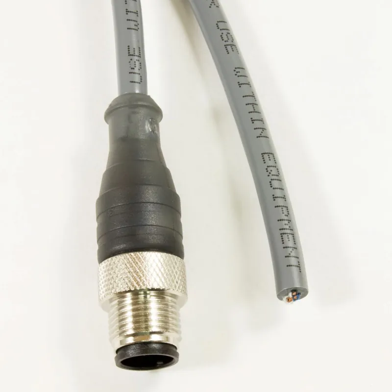 OBSOLETE - Alpha Connect Cordset - M12 Male Straight to Cut End - 22AWG 8 Poles - DR0800123 - Slate - 0.6M (1.97ft) Latest