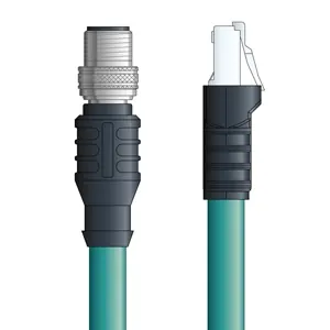Secure Checkout C5E008S01 - LAPP ETHERLINE® Industrial Cordsets 26 AWG / 4 pair CAT5e - Teal Polyurethane (PUR) - M12 Male / RJ45 connectors - 1m