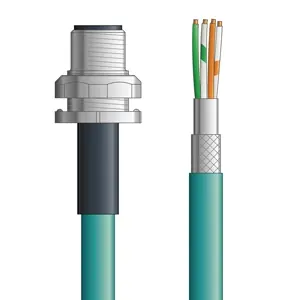 Secure Checkout C5E010F02 - LAPP ETHERLINE® Industrial Cordsets 26 AWG / 4 pair CAT5e - Teal Polyurethane (PUR) - M12 Male Bulkhead / Wire Leads connectors - 2m