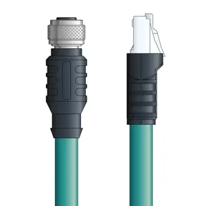 Save Now C5E009F02 - LAPP ETHERLINE® Industrial Cordsets 26 AWG / 4 pair CAT5e - Teal Polyurethane (PUR) - M12 Male / RJ45 connectors - 2m