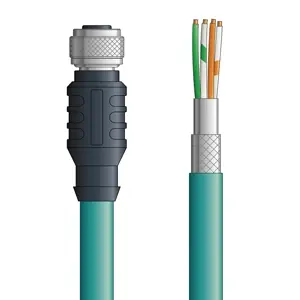 Hassle-Free Returns C5E104S02 - LAPP ETHERLINE® Industrial Cordsets 26 AWG / 2 pair CAT5e - Teal Polyurethane (PUR) - M12 Female / Wire Leads connectors - 2m