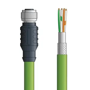 Clearance C6A004F02 - LAPP ETHERLINE® Industrial Cordsets 22 AWG / 4 pair CAT6A - Green Polyurethane (PUR) - M12 Female / Wire Leads connectors - 2m