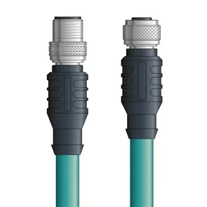 Crafted C5E007F05 - LAPP ETHERLINE® Industrial Cordsets 26 AWG / 4 pair CAT5e - Teal Polyurethane (PUR) - M12 Male / M12 Female connectors - 5m