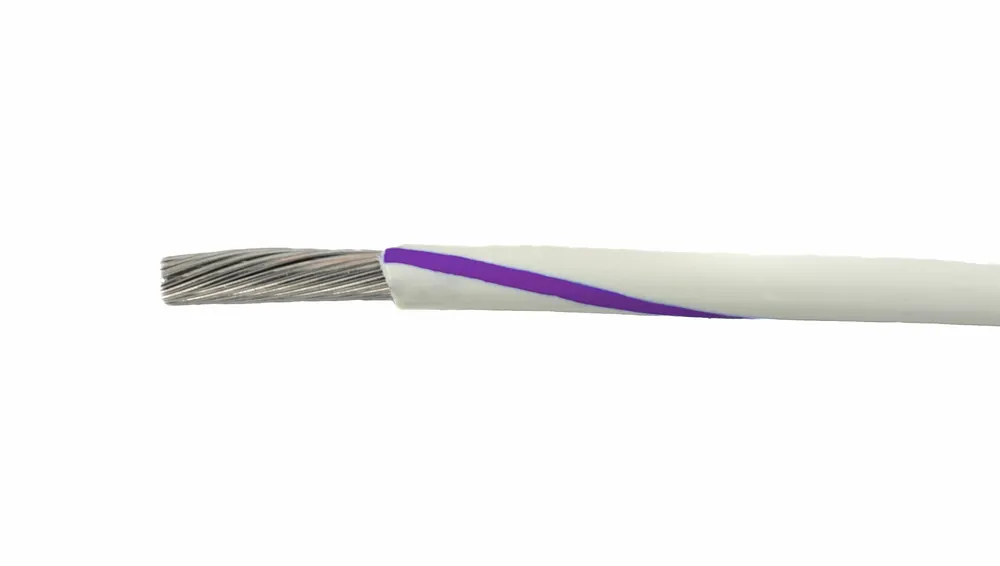 1855 WV005 - Alpha Wire MIL-W-16878E/1/Type B/MIL-W-76B/Type LW PVC Hook-Up/Lead Wire - 22 AWG - 7/30 Stranded Conductor - Tinned Copper - 600V - White/Violet - 100ft Certified
