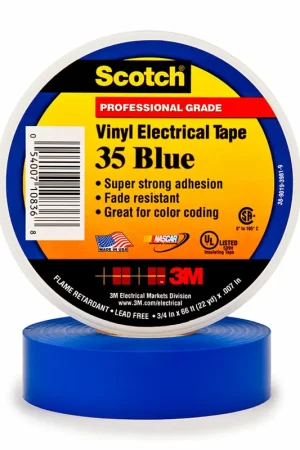 Scotch® Professional Grade Color Coding Vinyl Electrical Tape 35 - Blue - 3/4" x 66 ft roll Genuine