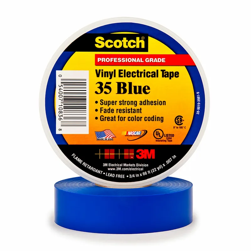 Scotch® Professional Grade Color Coding Vinyl Electrical Tape 35 - Blue - 3/4" x 66 ft roll Genuine