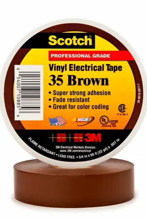 Weekend Sale Scotch® Professional Grade Color Coding Vinyl Electrical Tape 35 - Brown - 3/4" x 66 ft roll