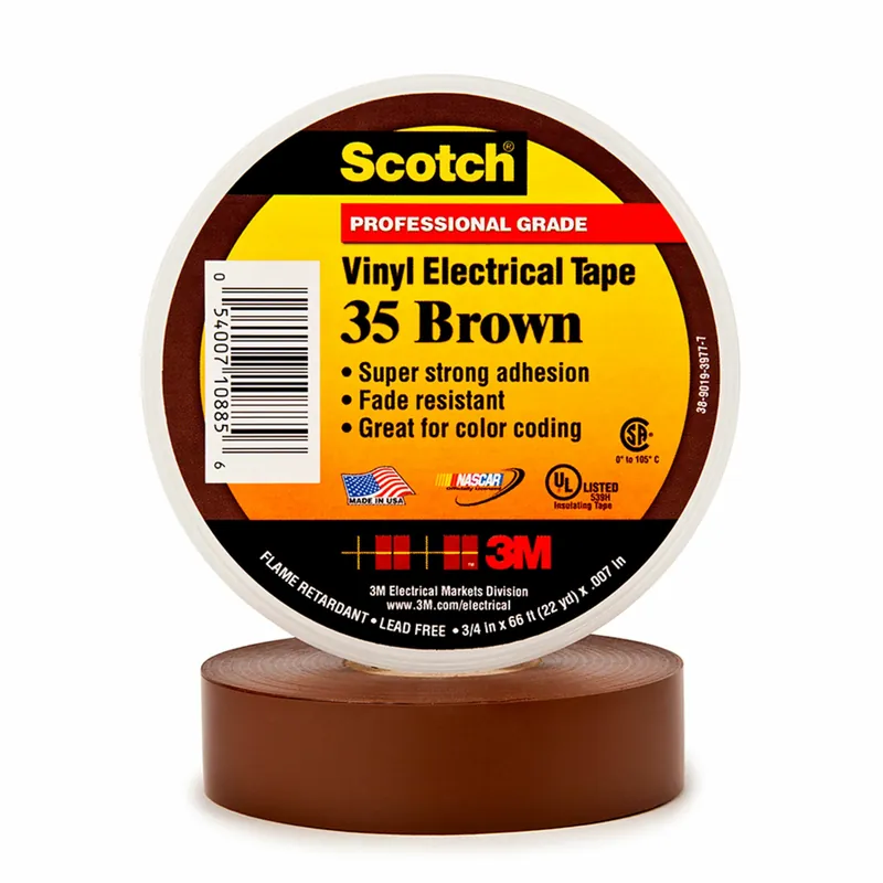 Weekend Sale Scotch® Professional Grade Color Coding Vinyl Electrical Tape 35 - Brown - 3/4" x 66 ft roll