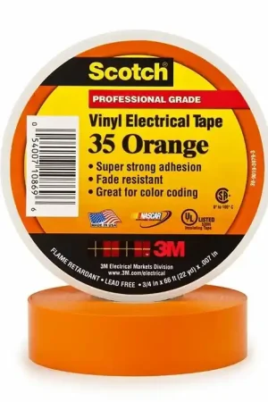 Professional Grade Scotch® Professional Grade Color Coding Vinyl Electrical Tape 35 - Orange - 3/4" x 66 ft roll