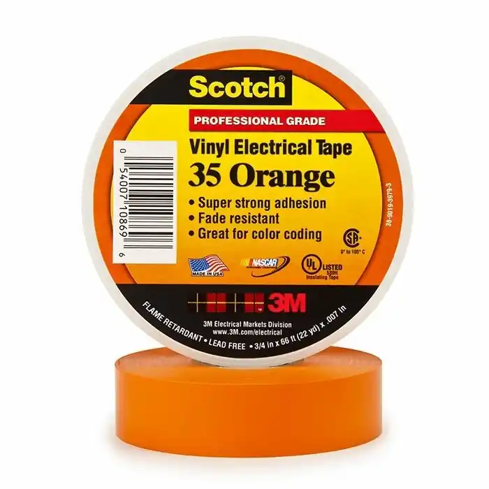 Professional Grade Scotch® Professional Grade Color Coding Vinyl Electrical Tape 35 - Orange - 3/4" x 66 ft roll
