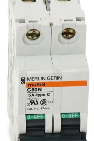 Today Only Schneider Electric / Merlin Gerin 17444 - 5A 2 Pole Miniature Circuit Breaker