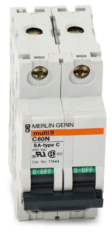 Today Only Schneider Electric / Merlin Gerin 17444 - 5A 2 Pole Miniature Circuit Breaker