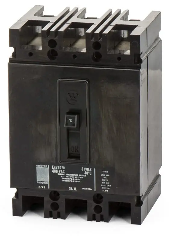 Express Delivery Eaton / Westinghouse EHB3070 - 70A 3 Pole Molded Case Circuit Breaker