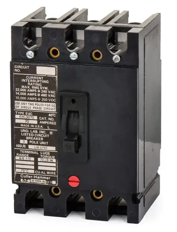 Eaton / Cutler-Hammer EHC3070 - 70A 3 Pole Molded Case Circuit Breaker Buy Direct