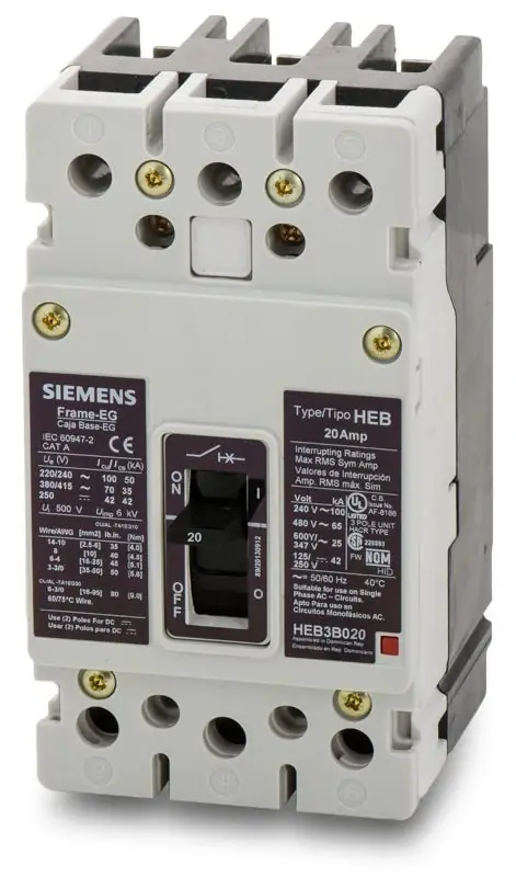 Top Rated Siemens HEB3B020B - 20A 3 Pole Molded Case Circuit Breaker