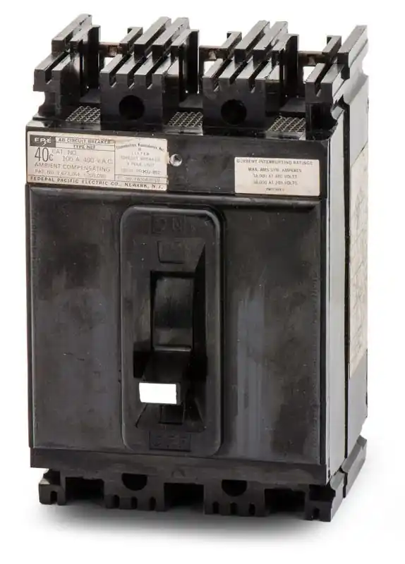Free Returns Federal Pacific NEF437020 - 20A 3 Pole Molded Case Circuit Breaker