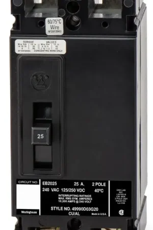 Special Discount Eaton / Westinghouse EB2025 - 25A 2 Pole Molded Case Circuit Breaker