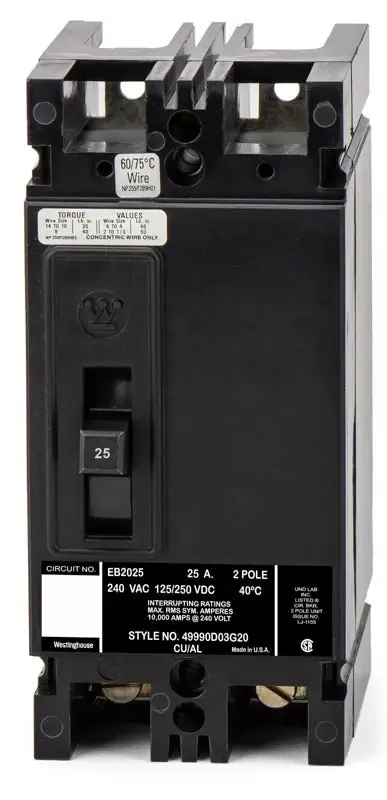 Special Discount Eaton / Westinghouse EB2025 - 25A 2 Pole Molded Case Circuit Breaker