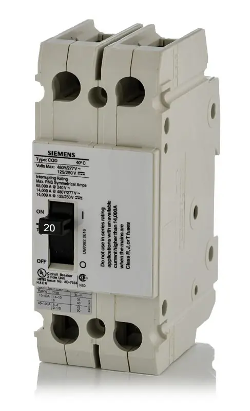Siemens CQD220 - 20A 2 Pole Molded Case Circuit Breaker Price Drop