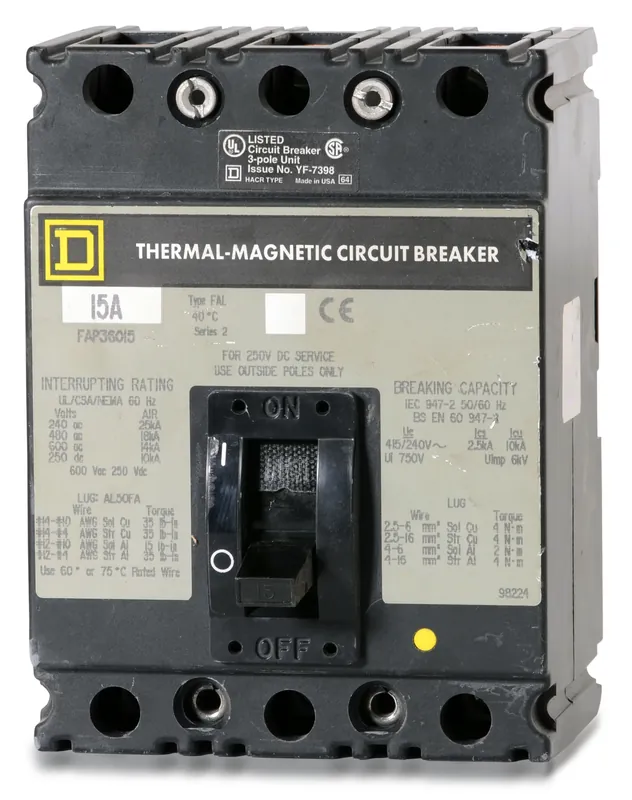 Price Drop Square D FAP36015 - 15A 3 Pole Molded Case Circuit Breaker