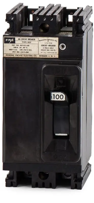 Authentic Federal Pacific NEF421100 - 100A 2 Pole Molded Case Circuit Breaker