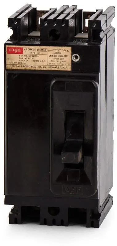 Trending Federal Pacific NEF421050 - 50A 2 Pole Molded Case Circuit Breaker