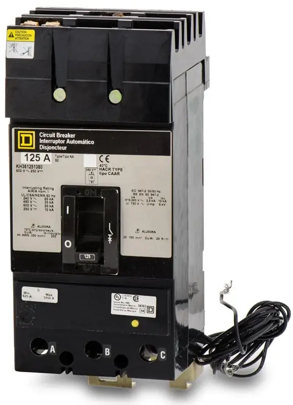 High Quality Square D KH36125-1380 - 125A 3 Pole Molded Case Circuit Breaker