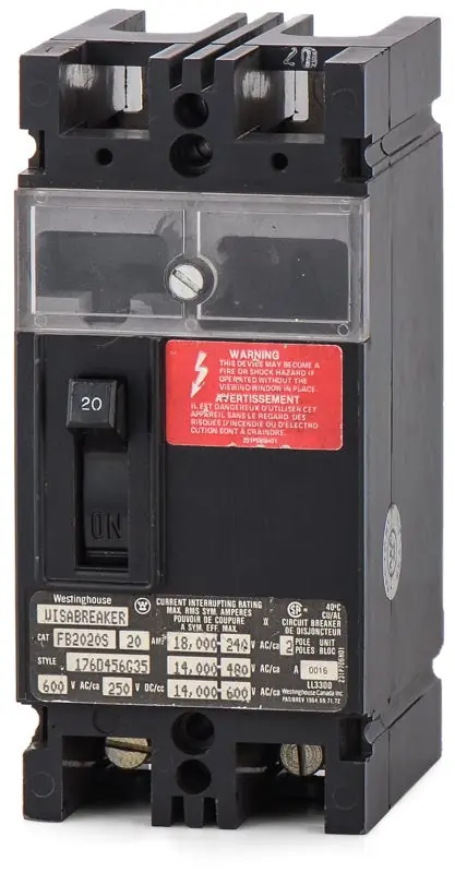 Eaton / Westinghouse FB2020S - 20A 2 Pole Molded Case Circuit Breaker Discount