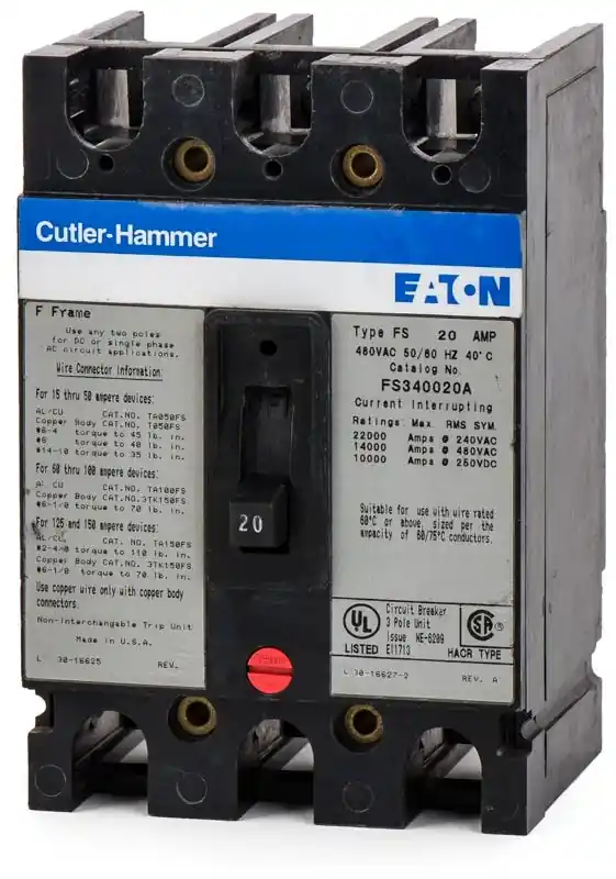 Eaton / Cutler-Hammer FS340020A - 20A 3 Pole Molded Case Circuit Breaker Get Yours