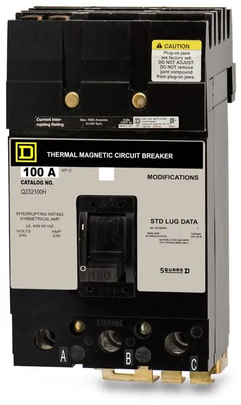 New Release Square D Q232100H - 100A 3 Pole Molded Case Circuit Breaker