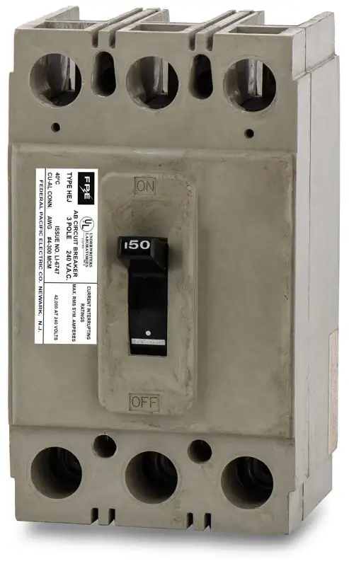 Must Have Federal Pacific HEJ233150 - 150A 3 Pole Molded Case Circuit Breaker