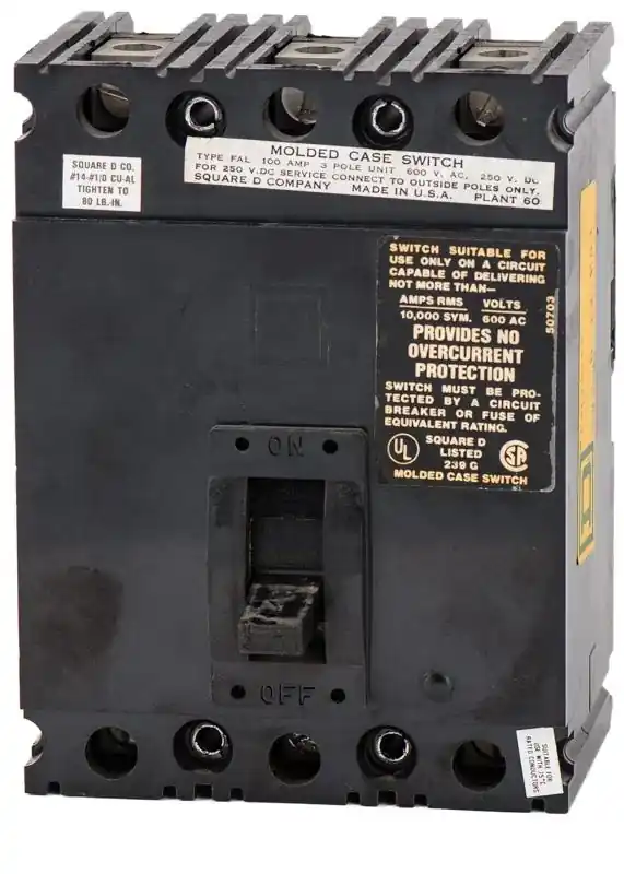 Square D FAL36000 - 100A 3 Pole Automatic Molded Case Switch Flash Sale