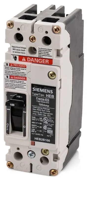Final Sale Siemens HEB2B100B - 100A 2 Pole Molded Case Circuit Breaker