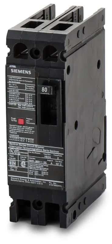 Siemens HED42B080L - 80A 2 Pole Molded Case Circuit Breaker High Quality
