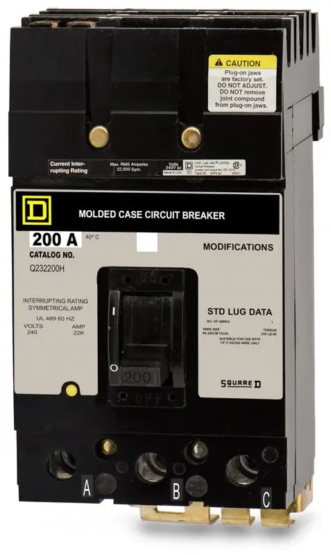 Professional Grade Square D Q232200H - 200A 3 Pole Molded Case Circuit Breaker