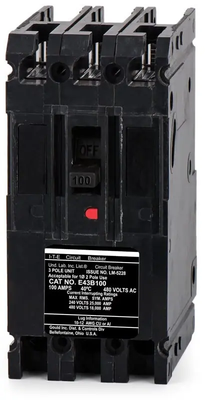 Siemens E43B100 - 100A 3 Pole Molded Case Circuit Breaker Affordable