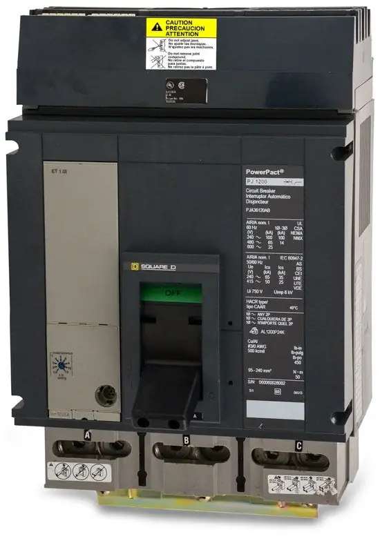 Square D PJA36120 - 1200A 3 Pole Molded Case Circuit Breaker Must Have
