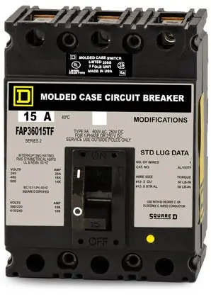 Square D FAP36015TF - 15A 3 Pole Molded Case Circuit Breaker Next Day Delivery