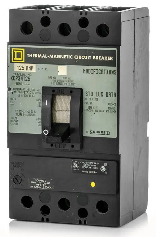 Latest Square D KCP34125 - 125A 3 Pole Molded Case Circuit Breaker