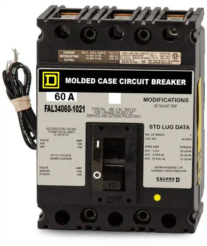 Discount Square D FAL34060-1021 - 60A 3 Pole Molded Case Circuit Breaker