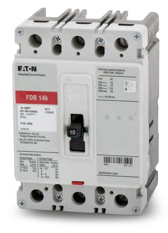 Brand New Eaton / Cutler-Hammer FDB3010 - 10A 3 Pole Molded Case Circuit Breaker