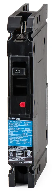 Siemens ED21B040 - 40A 1 Pole Molded Case Circuit Breaker Save Now