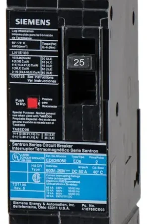 Flash Sale Siemens ED62B025 - 25A 2 Pole Molded Case Circuit Breaker