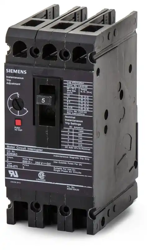 Authentic Siemens ED63A005 - 5A 3 Pole Motor Circuit Protector